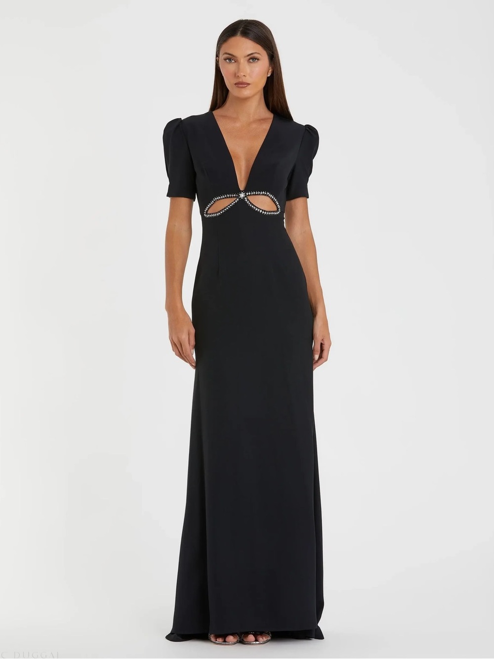Brand NEW- Mac Duggal Black Cutout Evening Gown with Embellished Waist
